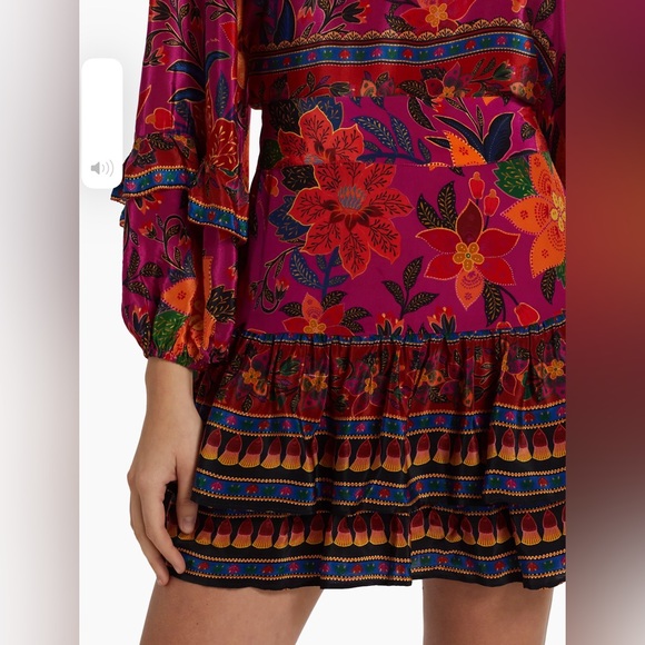 NWOT Farm Rio Tropical Tapestry Ruffled Miniskirt Size XS $158 - Picture 7 of 11